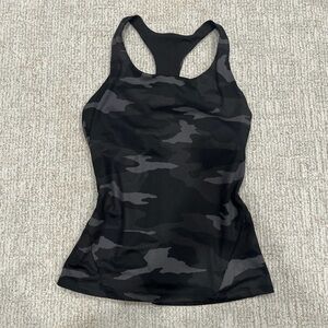 Athleta Black Camouflage Racerback Tank Top
